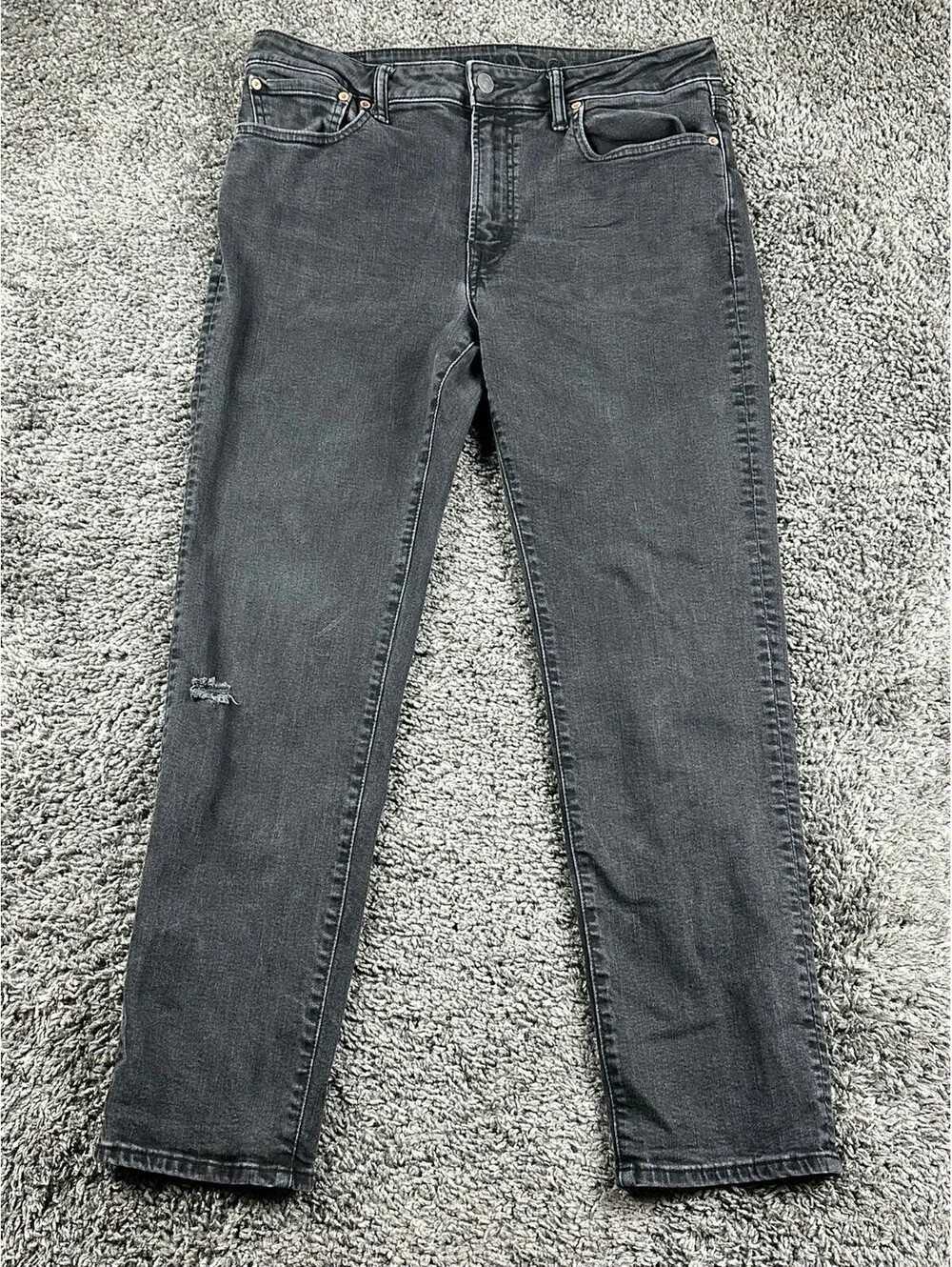 American Eagle AirFlex+ Jeans Mens Black Gray Distressed Stretch Denim Sz 34x32